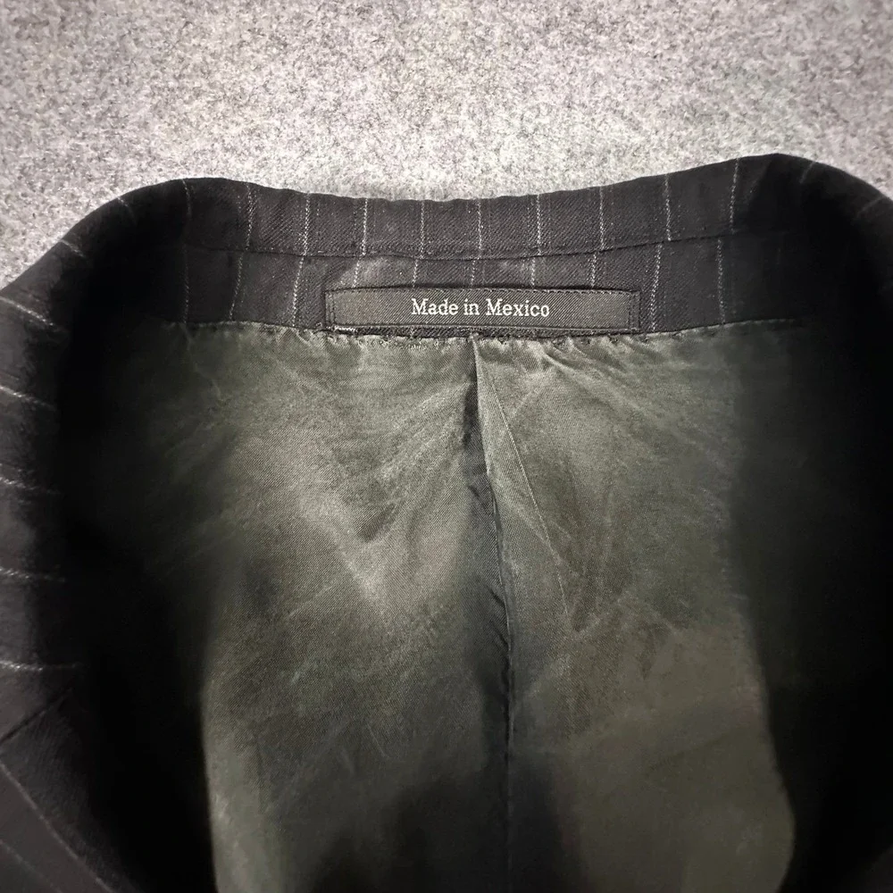 Z Zegna Suit Jacket Mens 52 R Black Pinstripe Wool 2 Button Blazer